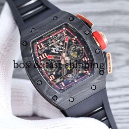 Men's Milles Chronograph Rm011 Rm11 Montres Watches Designer Superclone Size Richa Luxe Watch with Mechanics 40x50x16mm De Fully869 montres de luxe