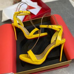 Fashion designer High quality womens red heel High heels Luxury leather soled Gilded scepter diamond sandals 0-12cm wedding party dress dinner shoes H0560