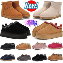 Designer Slippers Australia ug Boots Tasman Tazz Fur Fluffy Slides Shoes For Women Sandals Winter Snow Shoes Classic Wool Warm Booties Sheep pink Ankle Bootes