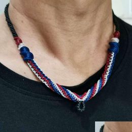Other 5Mn Thickness Tricolor Handmade Wax Braided Cord One Hook Amet Necklace L52Cm. Jewelry Necklaces Pendants Otz3I