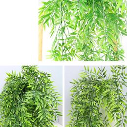 Decorative Flowers 82cm Hanging Fake Plant Artificial Bamboo Vine Plants Ivy Green Leaves Garland Home Garden Party Decoration