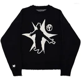 Men's Sweaters Mens Winter Black Sweater Pullovers Knit Long Sleeve Tops Hip Hop Korean Harajuku Jumper Gorhic Coat Y2k Streetwear Pullover