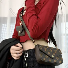 Multi-Pochette-Tasche Felicie Strap Damen-Designer-Tasche, 2-teiliges Set, luxuriöse Umhängetaschen mit Mini-Geldbörse, Umhängetasche, kleine Geldbörsen, Canvas-Riemen-Handtasche, hohe Qualität