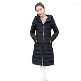 Women's Trench Coats Women Winter Coat Slim Cotton Padded Hooded Parka Grey Black