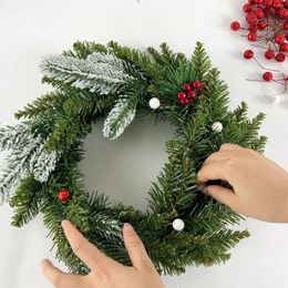 Christmas Decorations 30/40cm Christmas Wreath Artificial Plant Pine Needle Rattan Wreath For Christmas Front Door Hanging Decor Garland Year Xmas 231023