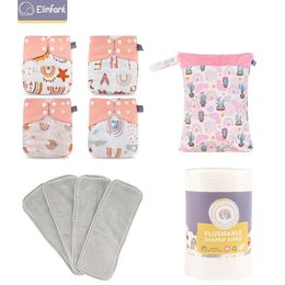 Cloth Diapers Adult Diapers Nappies Elinfant waterproof 1pcs diaper bag 4pcs diapers with 4pcs absorbents baby diapers Grey mesh baby cloth diapers 231024