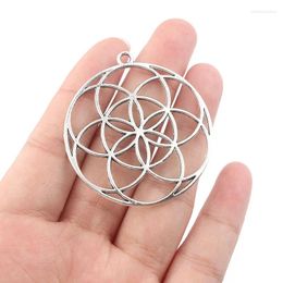 Pendant Necklaces 5pcs Tibetan Silver Round Filigree Flower Charm Pendants For Diy Necklace Yoga Jewelry Making Findings 44 47mm