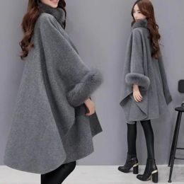 Women's Cape Elegant Temperament Warm Mid-length Coat Lady Women Cape Coat Loose-fitting Pure Colour Poncho Coat for Travel 231023