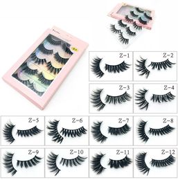 New 3D faux mink eyelashes naturall curl thick multilayer 12 types 5 pairspack sexy full strip eye lashes makeup beauty tools8125824