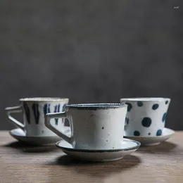Coffeware Sets Jingdezhen Handmade Coffee Cup Hand Painted Blue And White Creative Set Steam Pitcher Latte