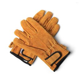 Tools Outdoor Camping BBQ Gloves Thickened Cowhide Microwave Heat Resistant Fireproof Oven Mitts Portable Clamping Glove Stove