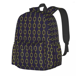 Backpack Gold Chain Vintage Print Sport Backpacks Male Casual School Bags Colorful Soft Rucksack