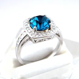 Fashion Blue Ring Cubic Zirconia Stone Ring Wedding Ring for Women