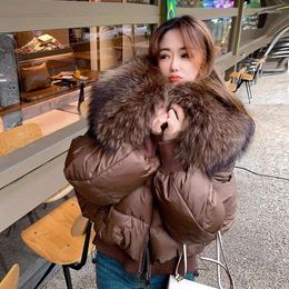 Women's Trench Coats Winter Warm White Down Parkas Padded Bread Jacket For Women Casual Fur Collar Jackets Coat Female High Quality Outwear