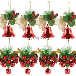 Christmas Decorations 1pc Christmas Jingle Bells Pendants Red Berries Pine Bow Bell Xmas Tree Hanging Decoration For Home Noel New Year Party Ornament HKD231024