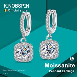Stud KNOBSPIN D Color Earring 925 Sterling Sliver Plated with White Gold for Women Wedding Engagement Fine Jewelry 231023