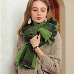 Scarves 70 180cm Winter Scarf For Women Cashmere Outdoor Plaid Short Warm Fringed Women's Thickened Shawl Fashion Solid Gift