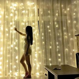 Strings 3M LED Curtain Garland Fairy Lights Festoon With Remote Year 2024 Christmas Decoration Party Wedding