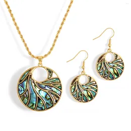 Necklace Earrings Set Vsy Trends Hawaiian Frederic 14K Abalone Gold Plated For Women