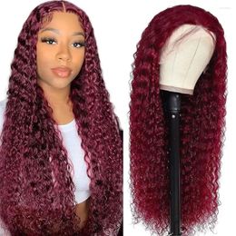 Burgundy Lace Front Wigs Human Hair 13x4 Frontal For Black Women Brazilian Red Deep Wave 180% Density