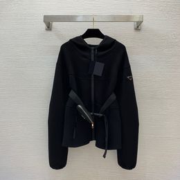 1012 2023 Autumn Milan Runway Coat Jackets Long Sleeve Hooded Black Grey High Quality Button Fashion Womens Clothes nishi