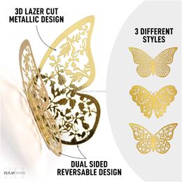 Wall Stickers 3D Butterfly Decor With 3 Wing Designs Removable Diy Decorations For Room Birthdays Parties Cake Decal Weddings Kids Bed Amop2