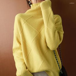 Women's Sweaters 2023 Cashmere Sweater Women Turtleneck Pure Color Knitted Pullover Wool Loose Large Size Wo