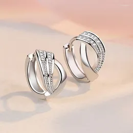 Dangle Earrings 925 Silver Needle Classic Women Crystal Wing Simple Fashion Original Design Jewellery