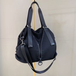 Women's New Casual Shoulder Bag Nylon Mesh Bag Large Capacity Travel Bag Trend Large Zipper Broadband Crossbody Bag