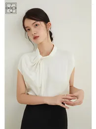 Women's Blouses ZIQIAO Design Sense Commuter Temperament White Shirt For Women Summer Niche Sleeveless Small French Top Female