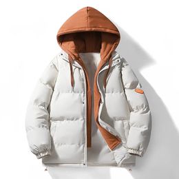 Men's Down Parkas Winter Men Hooded Thick Warm Cottonpadded Jacket Streetwear Hip Hop Parka Zipper Korean Puffer Clothing 231023