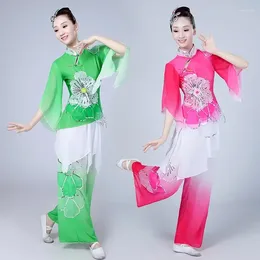 Stage Wear Female Yangge Classical Dance Performance Clothing Waist Middle-aged Fan National Umbrella