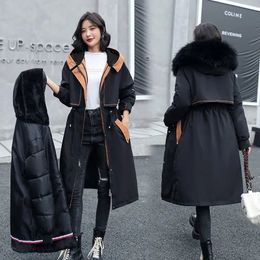 Women s Jackets Winter Jacket Thick Warm Fur Lining Long Parka Collar Hooded Coat Casual Detachable Parkas Mujer 231023