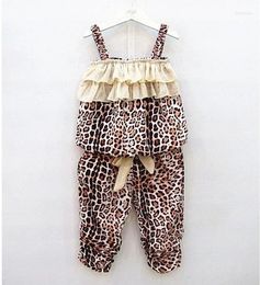 Clothing Sets 2023 Summer Children Wear Thin Leopard Sling Tops Girls Cool Camisole Pants Two Pieces