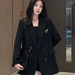 Women's Suits 2023 Stylish Elegant Blazers Suit Coat Clothing Double Breasted Long Sleeve Black Blazer Jackets Lady Tops BC422