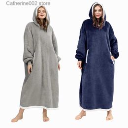 Women's Sleep Lounge 2023 Blanket with Sleeves Women Oversized Winter Hoodie Fleece Warm Hoodies Sweatshirts TV Blanket Women Hoody Robe Couple Men T231024