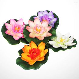 Decorative Flowers 5pcs Artificial Flower Water Pads Simulation Leaves For Outdoor Tank Pond Aquarium Pool Decoration ( Mixed Colours )