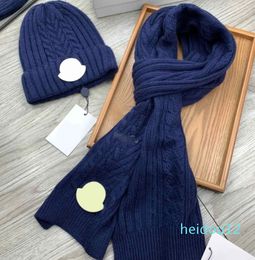 Classic Wool Beanies Scarves Suit Unisex Cashmere Scarf Thick Warm Knitted Skull Caps Couple Designer Knit Hats Caps Set
