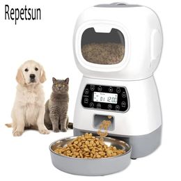 Dog Bowls Feeders 3.5L Automatic Pet Feeder Smart Food Dispenser For Cats Dogs Timer Stainless Steel Bowl Auto Dog Cat Pet Feeding Pet Supplies 231023