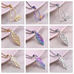 Pendant Necklaces 1pc/Lot Trendy Hollow Pendants Stainless Steel Chains Butterfly/Leaf/Eyes Shape Necklace For Women Men Metal Jewellery No