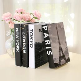 Decorative Objects Figurines Simple Fake Books for Decoration Coffee Table Modern Home Book Box Paris London York Aesthetic Decor 231023