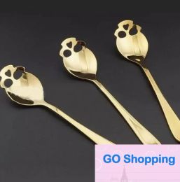 Top Sugar Skull Tea Spoon Suck Stainless Coffee Spoons Dessert Spoon Ice Cream Tableware Colher Kitchen Accessories 100PCS