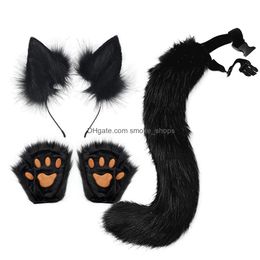 Other Festive Party Supplies Amazons Halloween Set Animal Claw Simation Plush Fox Ear Hair Hoop Tail Cos Accessories Drop Delivery Dha7J