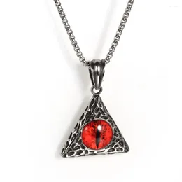 Pendant Necklaces Titanium Steel Triangle Red Eye