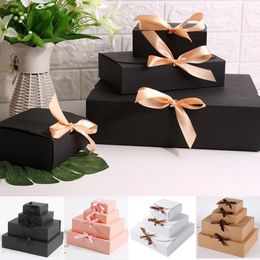 Gift Wrap 5pcs/10pcs/Lot black Colour Gift Box Small Gifts Packaging Box Blank Kraft paper Custom Sizes And Printed Pattern 231023