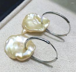 Dangle Earrings Huge Freshwater Pearl Petal With 925 Silver Rings Women VALENTINE'S DAY FOOL'S CARNIVAL Wedding Hook Gift Halloween