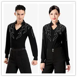 Stage Wear Men Boy Latin Dance Shirt Dresses Ballroom Rumba Cha-cha Tops/shirt For Women Performance Dancewear Top Clothes