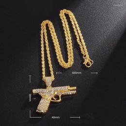 Pendant Necklaces 2023 Fashion Hip Hop Crystal Pistol Necklace Personality Cool Rap Trend For Men Women Party Jewelry Gift