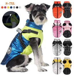 Dog Apparel Winter Dog Harness Clothes Waterproof Warm Pet Dog Cotton Coat for Small Large Dogs Jacket French Bulldog Chihuahua Clothing Pug 231024