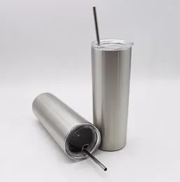 Tumblers 20oz Tumbler Straight Cup Mugs Wtith Straws Stainless Steel Double Wall Vacuum Insulation Flask Beer Coffee Travel